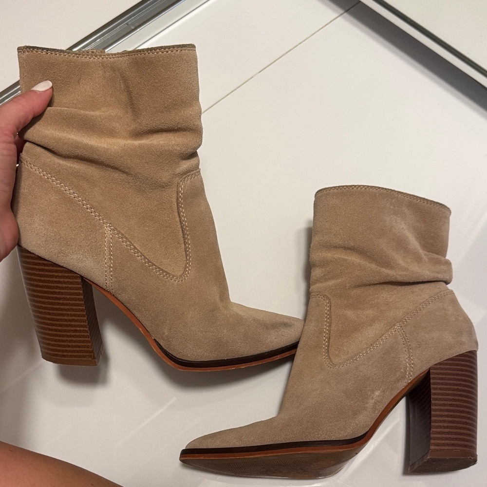 Vince Camuto Tan Suede Ankle Boots